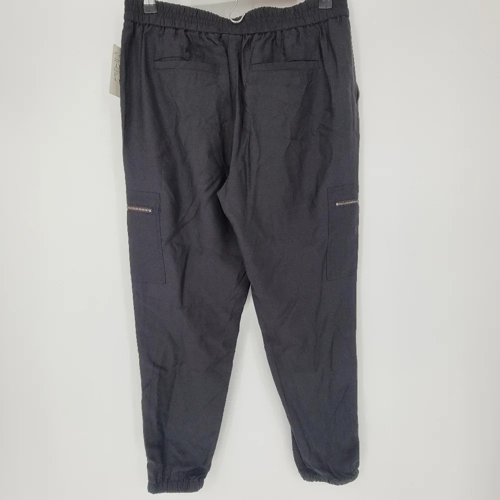 NEW Trouve black dressy joggers pants elastic waiat zip side pockets small - Picture 2 of 5
